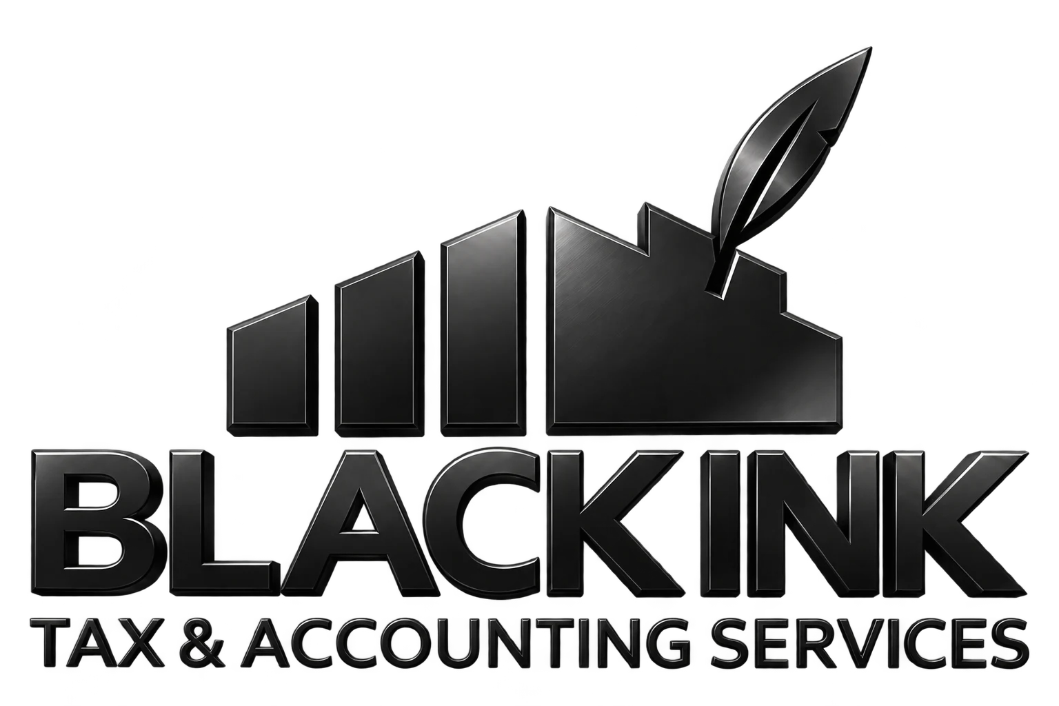 Black Ink Tax & Accounting Services — glossy 3D logo